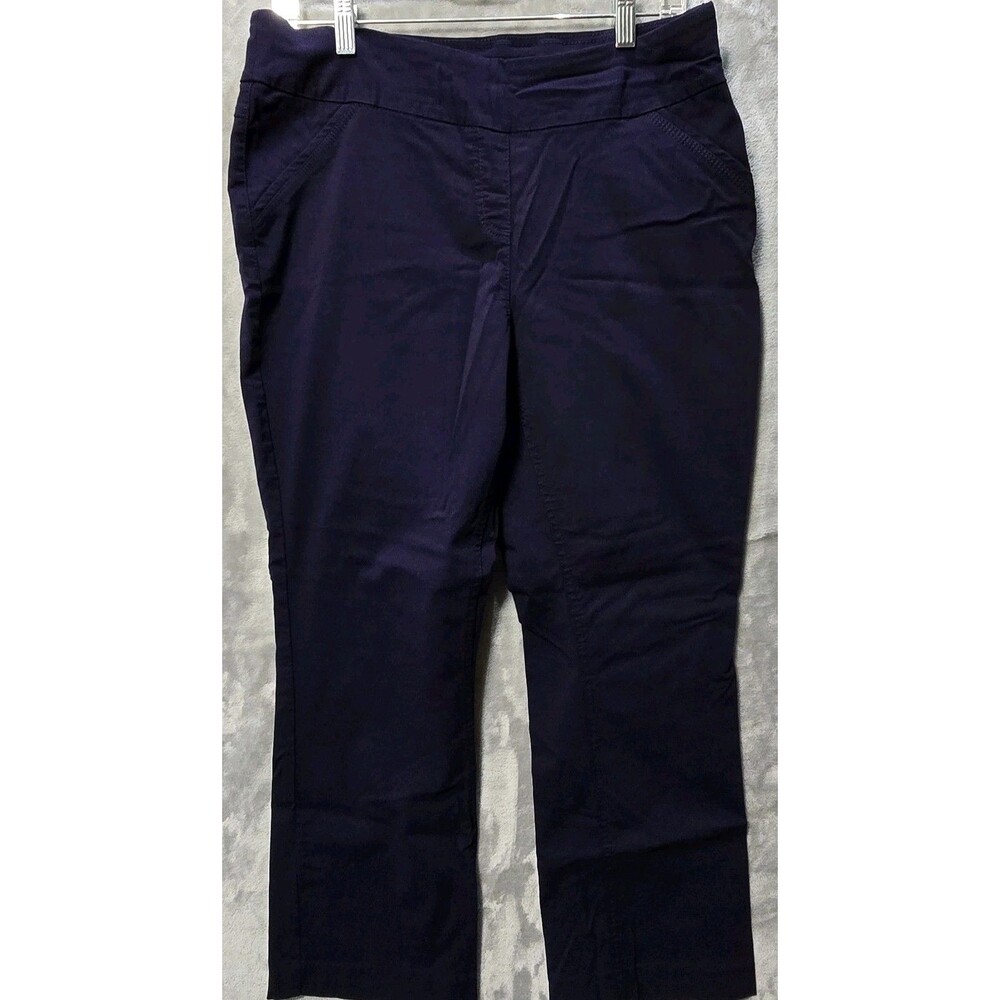 Alia Size 14P Navy Blue Elastic Waist Pull On Lounge Pants Faux Front Pockets